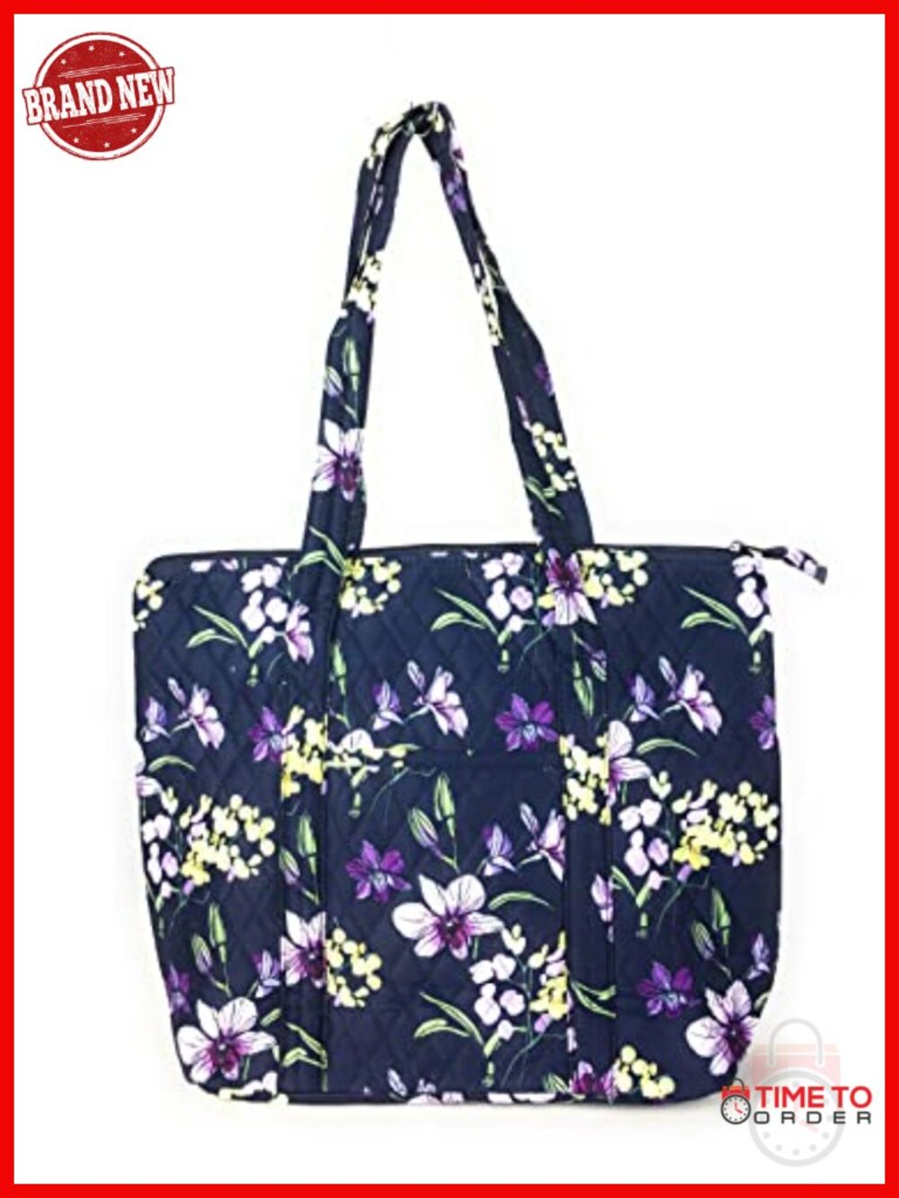 Quilted Shoulder Tote Bag with 10 Pockets - Picture 2 of 3